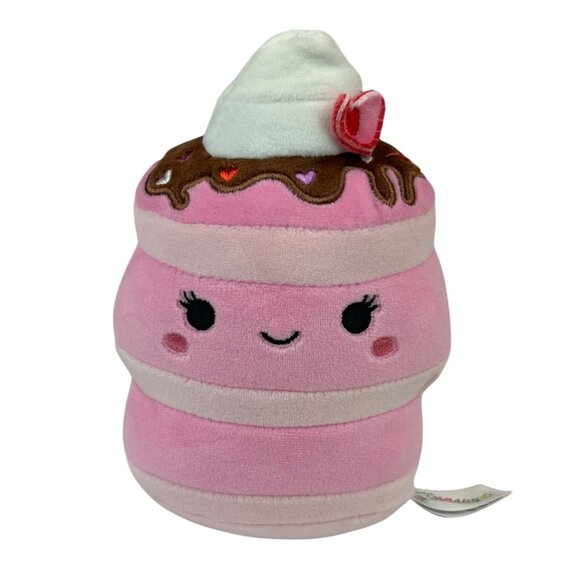 Squishmallows Shelly Strawberry Pancake Syrup Hearts Pink White 6" Plush - Picture 1 of 9